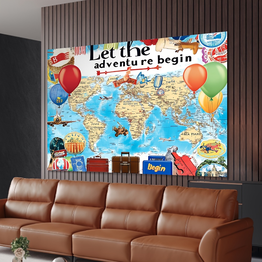 1 фон с картой мира «Let the A – обзор и цена Outdoor Adventure Birthday Party